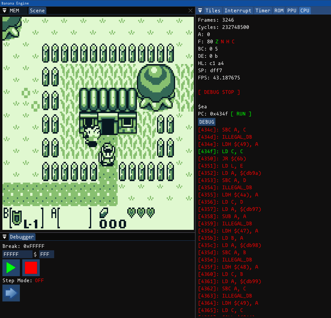 Emulator running Links Awakening